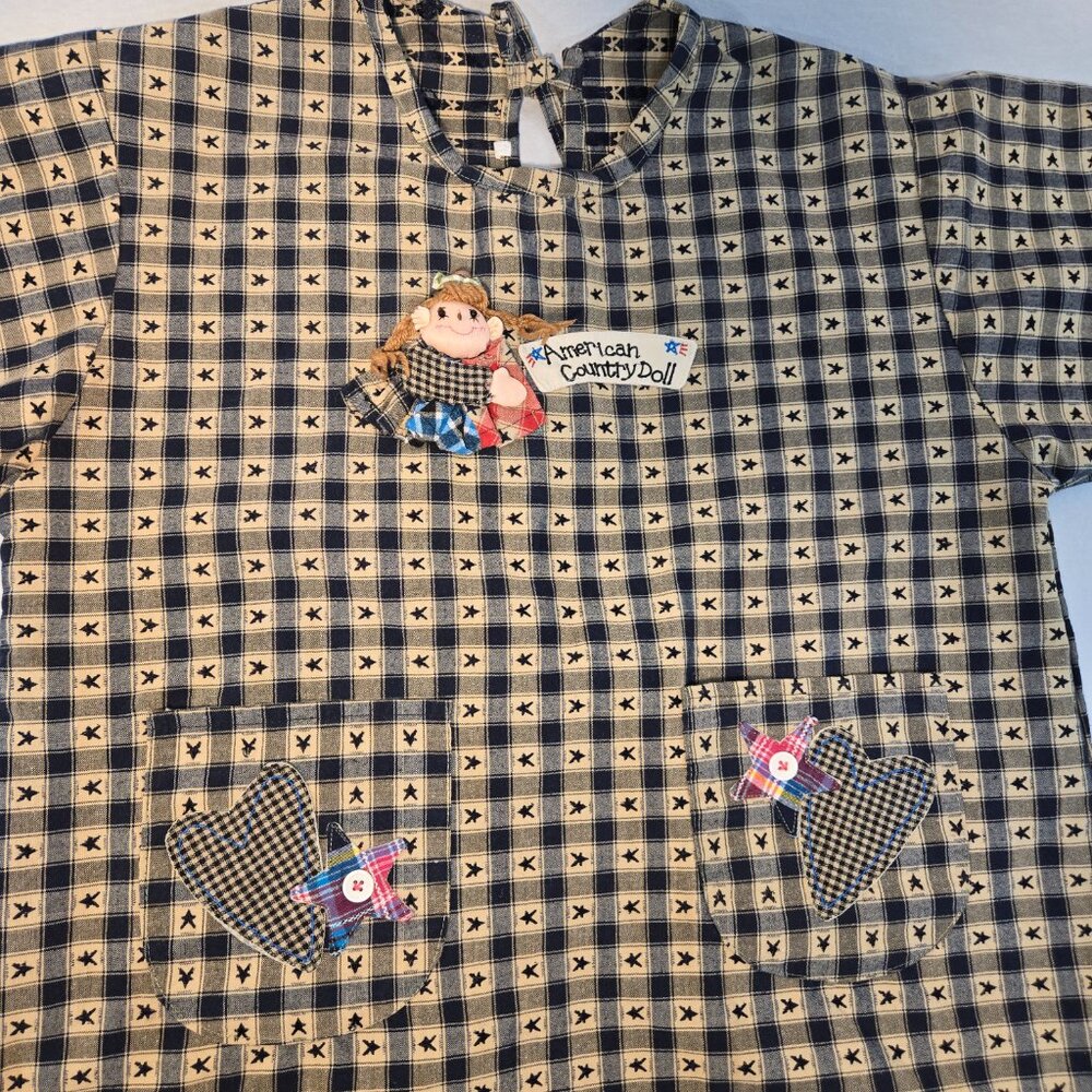 Vintage AMERICAN COUNTRY DOLL Handmade Blue/Mustard Heritage Cardigan Size S/M. - Picture 9 of 16